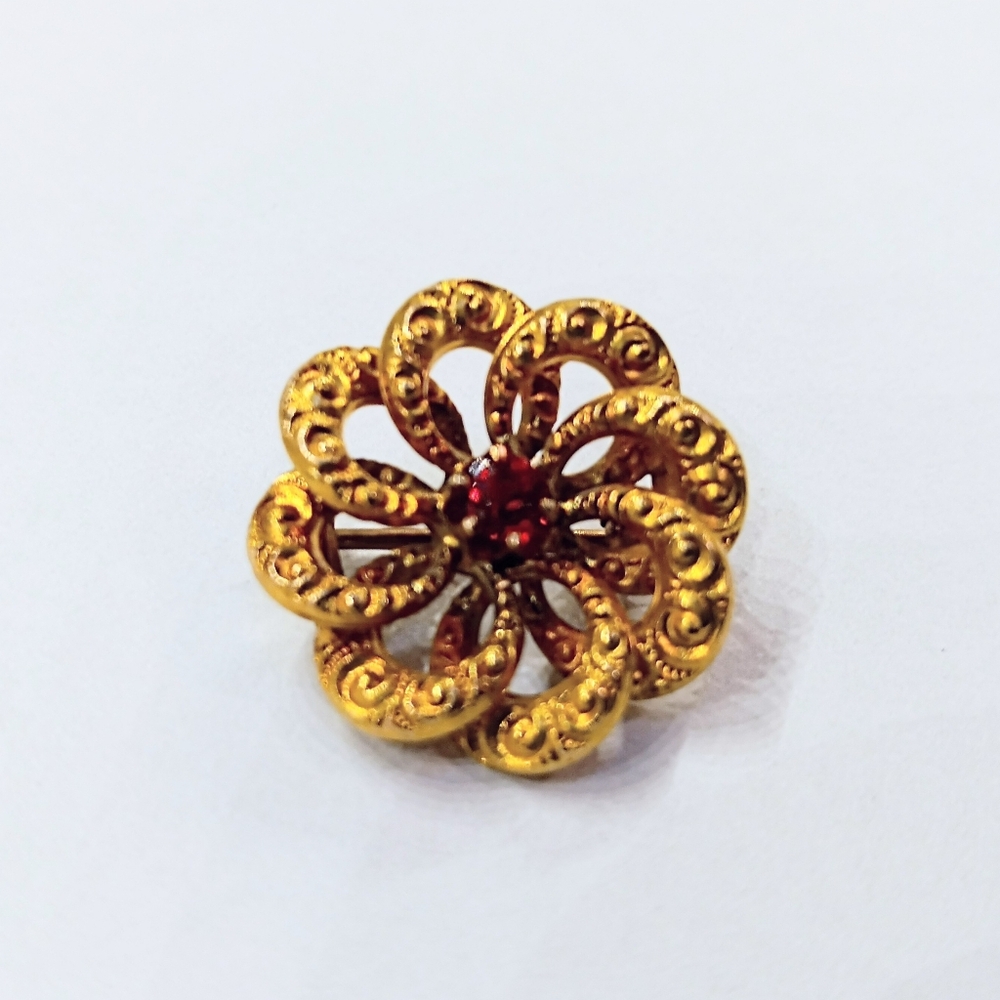 10k Ruby Tiny Button Pin Art Deco - image 1